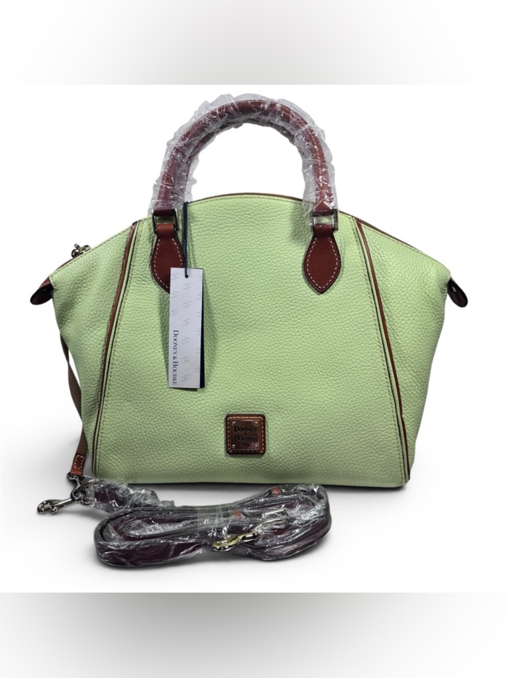 Dooney & Bourke Key Lime Sydney Satchel NWT Pebble Leather Crossbody Handbag